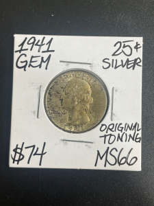 1941 MS66 Original Toning Gem Silver Quarter