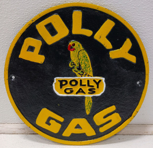 10" Vintage Polly Gas Cast Iron Sign