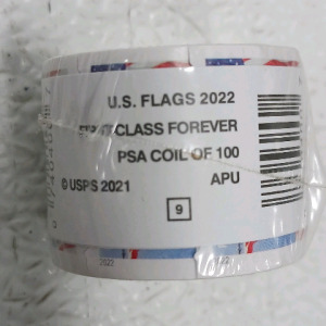 1 Coil of 100 U.S. Flags 2022 First Class Forever Postage Stamps