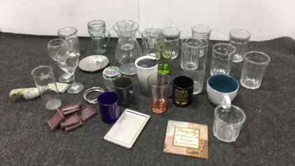 (25) Various Glass Cups, Other Items