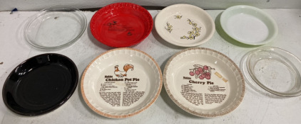 (3) Assorted Colletible Pie Plates (5) Assorted Glass Plates