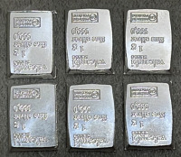 (6) Valcambi Suisse 1-Gram 999,0 Fine Silver Bars