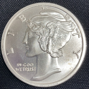 Mercury Dime Design One Troy Ounce .999 Silver Round