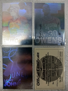 Front Row 3 Card Hologram Set Featuring Larry Johnson, December Mutombo, & Billy Owen's With COA #08372 of 50,000