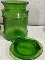 Quaker Oats Cookie Jar, Pedro Tin Box Smoking Tobacco, Cookie Bus Cookie Jar & Green Glass Cookie Jar - 3