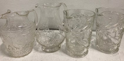 (4) Glass Pitchers w/ Handles