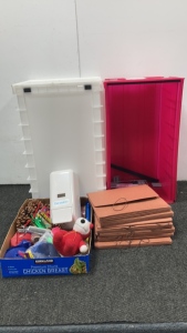 (2) Containers, (10) Expandable Folders, Soap Dispenser and More