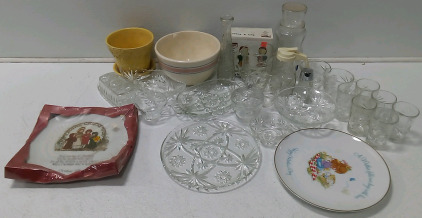 (8) Glass Cups (3) Glass Plates & More