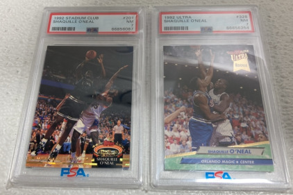 (2) 1992 Shaquille O&rsquo;Neal Cards: (1) Topps Stadium Club, (1) Fleet Ultra Rookie