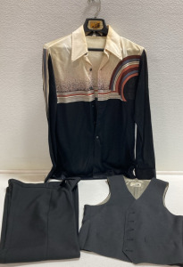 1970&rsquo;s Angels Flight Suit Pants and Vest w/ Button Up Shirt