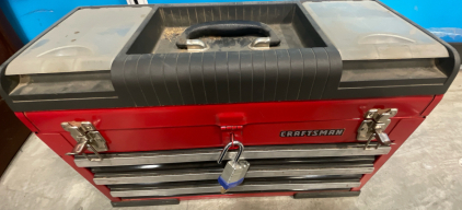 Red Crafts man&rsquo;s Tool Box w/ Key & Tools, Wires, & Level