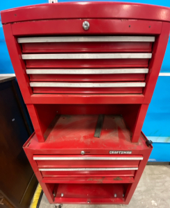 Red Crafts Man Tool Box w/ Key & Locks, On Wheels & Non Slip Pads In Each Drawer