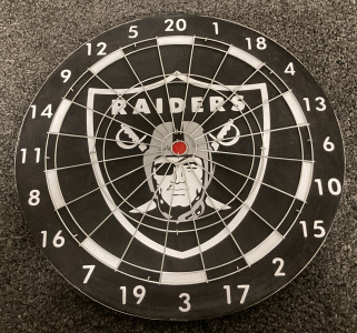 RAIDERS WOODEN DART BOARD 12”