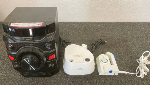 LG STEREO (POWERS ON, NO SPEAKERS), PHILIPS RESPIRONICS NEBULIZER, NORELCO TRAVEL IRON