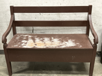WOOD ENTRYWAY BENCH WITH STORAGE