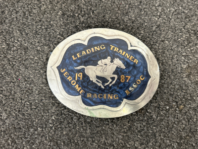 VINTAGE 1987 JEROME RACING ASSOCIATION BELT BUCKLE