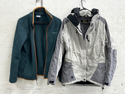 COLUMBIA ZIP UP SWEATER SIZE MEDIUM AND A MOUNTAIN HARD WEAR WINTER JACKET SIZE 10