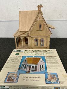 VINTAGE COVENTRY COTTAGE WOODEN DOLLHOUSE KITS (2) WITH INSTRUCTIONS AND SCHEMATICS-1 PARTIALLY ASSEMBLED