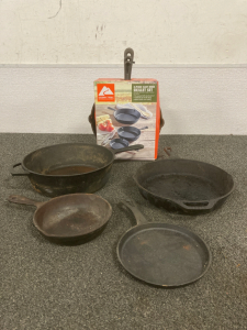 (7) CAST IRON SKILLETS IN VARIOUS SIZES