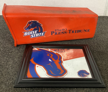 BOISE STATE NEWSPAPER BOX AND MIRROR