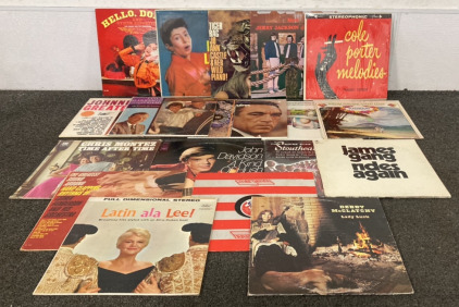 VINYLS INCLUDING JOHNNIE RAY, COLE PORTER, JOHN DAVIDSON, CHRIS MONTEZ TIME AFTER TIME, ANTHONY QUINN IN MY OWN WAY, JAMES GANG, LAURIE LONDON AND MORE