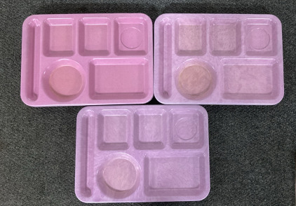 SET OF 8 PURPLE PLASTIC FOOD TRAYS