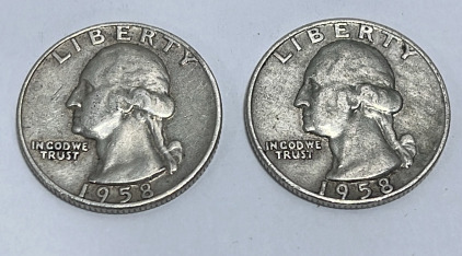 (2) 1958 90% Silver Washington Quarters