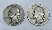 (2) 1943-1944 90% Silver Washington Quarters