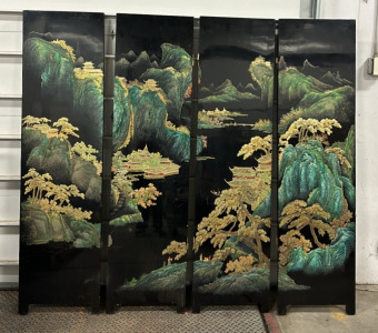 (4) Piece Oriental Art Style Room Dividers