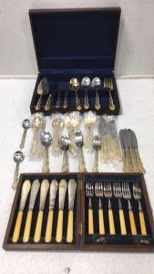 (70) Piece International Silverware Set & Antique Set Of Knifes & Forks Stamped JD & S