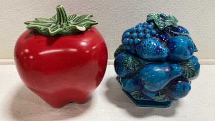 Apple Cookie Jar, Blue Fruit Cookie Jar