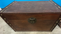 Wood Chest Trunk 18”X 10”X 12” w/ Handle & Latch w/ Beaded Lamp - 3