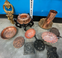 Bronze Home Decor, w/ Wood Stands & Metal Art