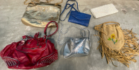 (6) Purses, Handbags, & Stachels. Including Blue Leather Handbag