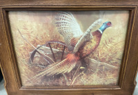 (3) Art Peices, 22”X 16” Oval Mountain Canvas Original, 21”X 18” Wood Frame Of Pheasant, & 11”X 9” Wood Frame Old Photograph SP8 - 3