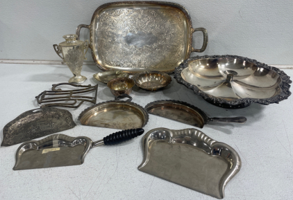 (5)Vintage Crub Tray & Scrapers & (5) Serving Dishes & more……