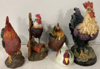 (5) Beautiful Ceramic Rooster Home Decor