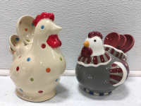 Assorted Rooster Themed Teapots, Sugar & Cream Dish’s, Measuring Spoons & Holder’s - 2