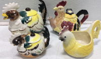 Assorted Rooster Themed Teapots, Sugar & Cream Dish’s, Measuring Spoons & Holder’s - 3