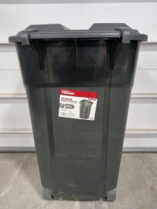 Black Hyper Tough 32-Gallon Wheeled Trash Can With Hinged Lid