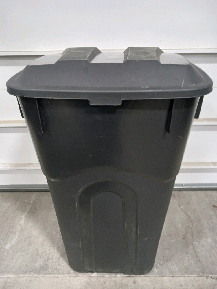 Black Hyper Tough 32-Gallon Wheeled Trash Can With Hinged Lid