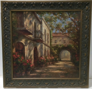 Framed Villa Painting