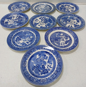 (8) 9" Vintage Blue Collectible Plates (1) 10" Blue Plate