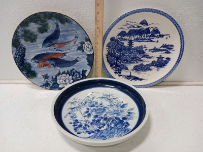 (3) 12" Assorted Japanese Decorative Plates