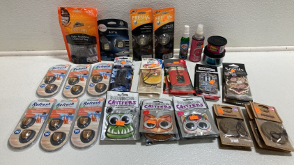 Large Assortment of Car Air Fresheners: Mirror Hanging, Vent Sticks/Clips, Cans, Sprays and Bags