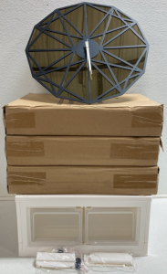 (4) Folding Storage Boxes, (1) Mirrored Geometric Wall Mirror - SP9