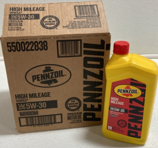 (1) Box of 6 Pennzoil High Mileage Synthetic 5W-30 1qt Motor Oil