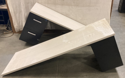 (2) OFFICE DESKS/CUBICLE WITH (1) ATTACHED FILING CABINET (NO CONNECTOR) (28&rdquo;X72&rdquo;)