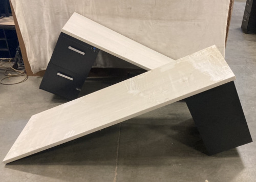 (2) OFFICE DESKS/CUBICLE WITH (1) ATTACHED FILING CABINET (NO CONNECTOR) (28&rdquo;X72&rdquo;)
