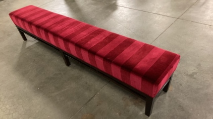 Elegant Red Velvet Padded Entry Bench